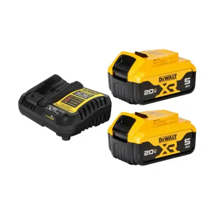 DEWALT 20V MAX XR Starter Kit 5.0Ah Battery 2 Pack with Charger and Bag